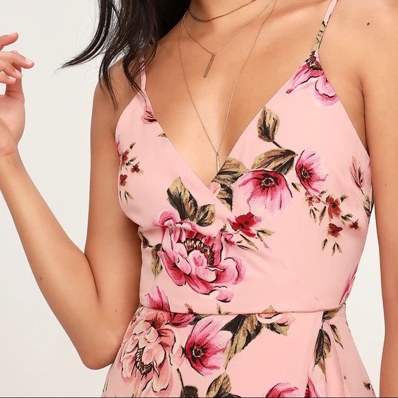 Bella Blush Pink Floral Print Maxi Dress - Summer Wedding Guest Dress - Picture 7 of 8